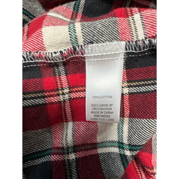 Brandy Melville Red & Green Plaid Button-Up Flannel Shirt One Size - Picture 7 of 8